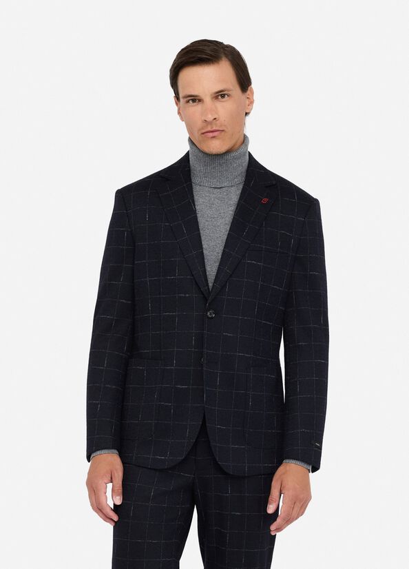 Blazer check in lana e cotone