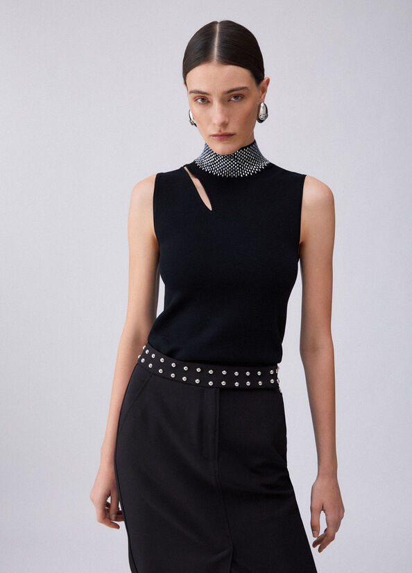 Top in maglia con strass