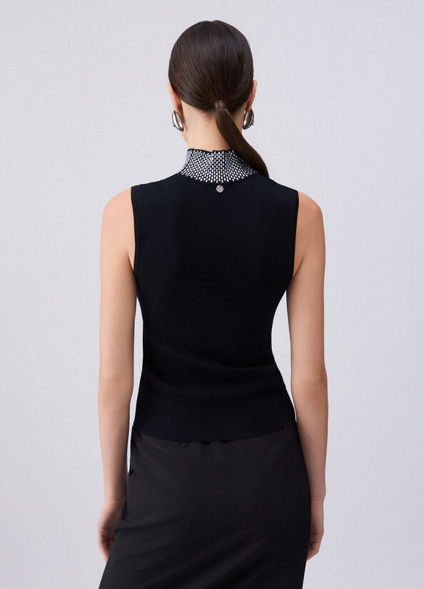 Top in maglia con strass
