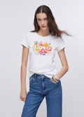 T-shirt con stampa e strass